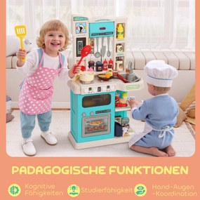 AIYAPLAY 92-elementowy zestaw kuchenny dla dzieci, kran, tworzywo sztuczne, 3–6 lat, zielony