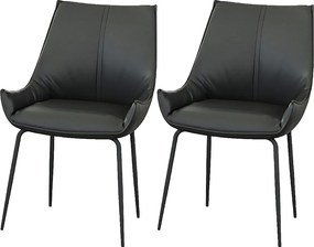 Krzesła do jadalni komplet 2 szt. - skóra - czarny - PERKO