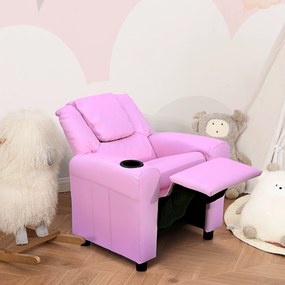 HOMCOM Fotel dziecięcy mini fotel sofa dla dzieci wiek 3-6 lat funkcja leżaka kolor różowy