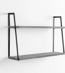 Zestaw dwóch półek ściennych Eloi 2 poziomy szary, drewno paulowniowe