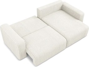 Kremowy sztruksowy rozkładany/ze schowkiem narożnik (prawostronny/z szezlongiem) Kona – Makamii