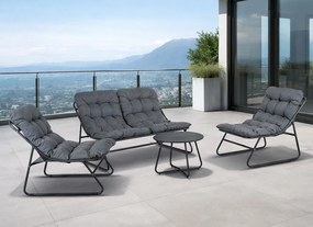 Zestaw mebli ogrodowych dla 4 osób Nivo 058 - sofa, fotele, stolik, kolor szary