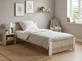 Łóżko IKAROS 80 x 200 cm, białe/dąb sonoma Stelaż: Ze stelażem listwowym rolowanym elastycznym, Materac: Bez materaca