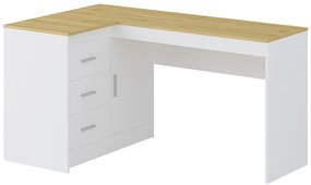 Biurko ze schowkami - Biały i naturalny - RIDOVA