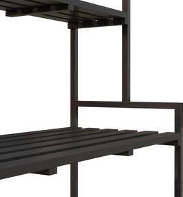 Outsunny Stojak na kwiaty, 3 poziomy, 6 haków, Wewnątrz i Na Zewnątrz, Metalowa rama, 170W x 110Dł x 50S cm, Czarny