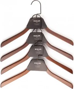 Zestaw 4 Wieszaków Drewnianych Rita Brązowy Ciemny Drewno - Sklum