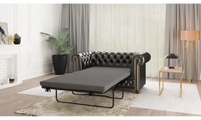 Czarna rozkładana sofa z imitacji skóry 148 cm York – Ropez