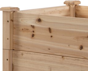 Outsunny Podwyższona Grządka Drewniana 3Poziomowa Rabata Ogrodowa 124x124x56cm Naturalne Drewno | Aosom PL