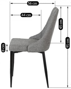 Krzesło Tapicerowane do Salonu CORK 2 Szare Nowoczesne Loft