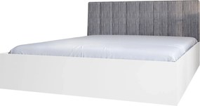 Białe łóżko ze sztruksowym szarym zagłówkiem 90x200 G8-P76