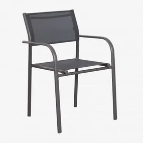 Zestaw 2 Sztaplowanych Krzeseł Ogrodowych Z Podłokietnikami Z Aluminium Olenia Grafitowa Szarość - Sklum