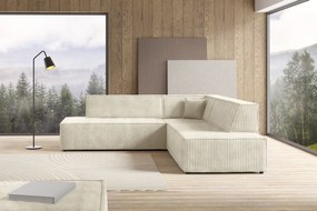 Masseno Narożnik TESSO z funkcją spania i pojemnikiem na pościel Narozniki L, Rozkładana sofa - Kremowy, TILIA 03
