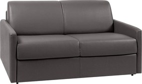 Kanapa 2-osobowa rozkładana typu express z szarej ekoskóry z siedziskiem z pianki z pamięcią kształtu - Powierzchnia 120 cm - Materac 18 cm CALIFE