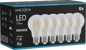Mexen Vintis 6x żarówka filament LED E27, A60, 4W, 55 lm, orange - L150-E27-04XX-48x06