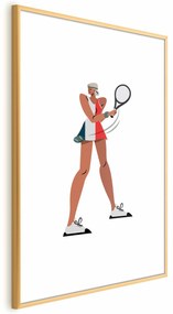 Plakat Tenisistka z rakietą 40x60 cm z ramą złotą z marginesem ARTGEIST B