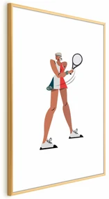 Plakat Tenisistka z rakietą 60x90 cm z ramą złotą z marginesem ARTGEIST B