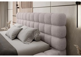 Jasnoróżowe tapicerowane łóżko dwuosobowe ze schowkiem ze stelażem 140x200 cm Dizzle – ELTAP