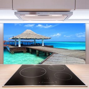 Szkło do Kuchni na Ścianę Most Nad Morskim Brzegiem