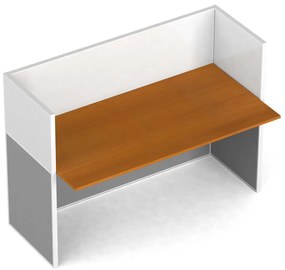 Biurko PRIMO z panelami, tablica magnetyczną, 1 stanowisko, szary/czereśnia