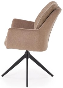 Krzesło do jadalni obrotowe z podłokietnikami brąz beż tkanina K591