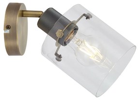 Designerski reflektor ścienny brązowy z przezroczystym szkłem - Domo Nowoczesny Oswietlenie wewnetrzne