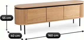 Szafka RTV do Salonu Trzydrzwiowa BECK 160 cm Dąb Nowoczesna