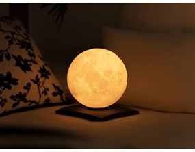 Ciemnobrązowa lampa stołowa LED z litego drewna orzechowego (wysokość 19,5 cm) Smart LunaSpin – Gingko