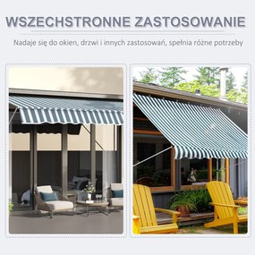 Outsunny markiz markiza zaciskowa składane ramię korbka ręczna balkon 3 x 1,5 m aluminiowy zielony