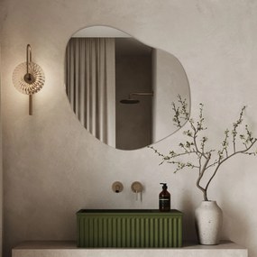 Lustro o nieregularnym kształcie oszlifowane bez podświetlenia MERINGO | Różne rozmiary | Różne kolory szkła : Kolor tafli szkła - Brązowy, Rozmiar - 100 x 80 cm