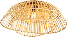 Orientalna lampa sufitowa czarna z naturalnym bambusem 62 cm - Pua