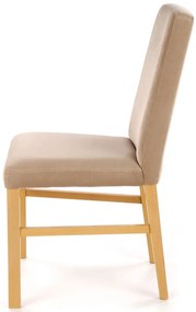 Beżowe drewniane krzesło tapicerowane - Combra 3X