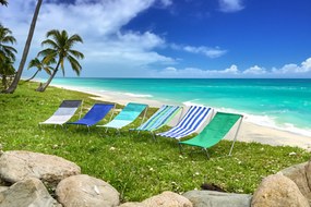 Składany leżak plażowy SAND, szare paski