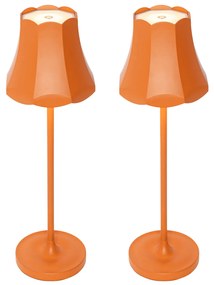 Zewnetrzna Zestaw 2 lamp stołowych w stylu Retro pomarańczowych ładowanych z gniazda USB IP44 - Granny Retro Oswietlenie zewnetrzne