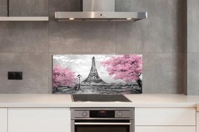 Szklany Panel Wiosna w Paryżu pod Drzewami