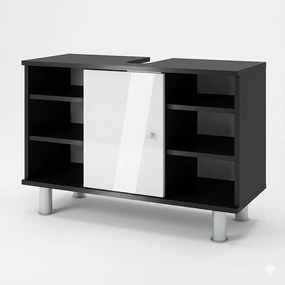 Szafka pod umywalkę antracyt/biały wysoki połysk 80x32x54 fynn