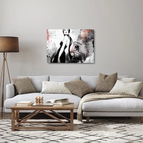 Obraz na szkle - Dama i Wieża Eiffla (70x50 cm)