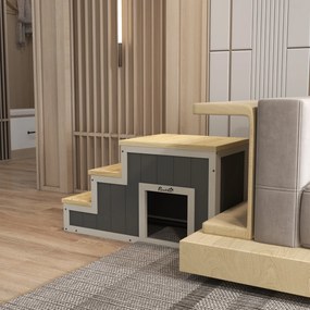PawHut Schody dla psa 2 w 1 Design Wielofunkcyjne schody i rampa Naturalny szary | Aosom PL