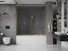 Mexen Velar Duo parawan nawannowy 2-skrzydłowy rozsuwany 180 x 150 cm, transparent, złoty - 896-180-000-02-50