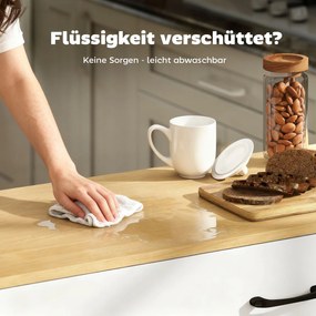 HOMCOM Wyspa kuchenna na kółkach z rozkładanym blatem szafką soft-close szufladami i wieszakiem na ręczniki biała | Aosom PL