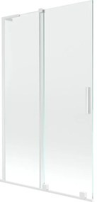 Mexen Velar L parawan nawannowy 2-skrzydłowy rozsuwany 110 x 150 cm, transparent, biały - 896-110-003-01-20
