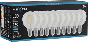 Mexen Vintis 10x żarówka filament LED E14, G45, 4W, Zimna - 6500K, 470 lm, clear - L156-E14-0465-00x10