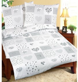 Bellaex Pościel bawełniana Serce parchwork, 140 x 200 cm, 70 x 90 cm, 140 x 200 cm, 70 x 90 cm