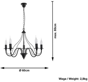 Czarny żyrandolo Nice Lamps Floriano 5