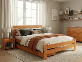 Łóżko PARIS podwyższone 140 x 200 cm, olcha Stelaż: Ze stelażem listwowym rolowanym, Materac: Materac Sommera