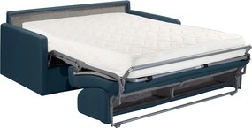 Kanapa 4-osobowa rozkładana typu express z granatowego weluru z siedziskiem z pianki z pamięcią kształtu - Powierzchnia spania 160 cm - Materac 18 cm CALIFE