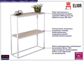 Wąska konsola z półkami biały + dąb sonoma - Carello 5X