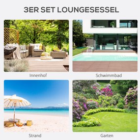 Outsunny Zestaw leżaków ogrodowych z stolikiem 2 sztuki Oddychająca tkanina Stabilna konstrukcja Czarny | Aosom PL