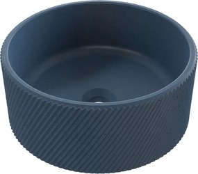 Umywalka betonowa nablatowa okrągła bez otworu na baterię 37 cm VIJA | różne kolory : Kolor - Niebieski denim