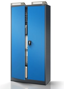 Biurowa szafa metalowa na akta JAN, 900 x 1850 x 400 mm, antracytowo-niebieska