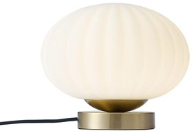 Designerska lampa stołowa mosiężna ze szkłem opalowym - MochiDesignerski Oswietlenie wewnetrzne